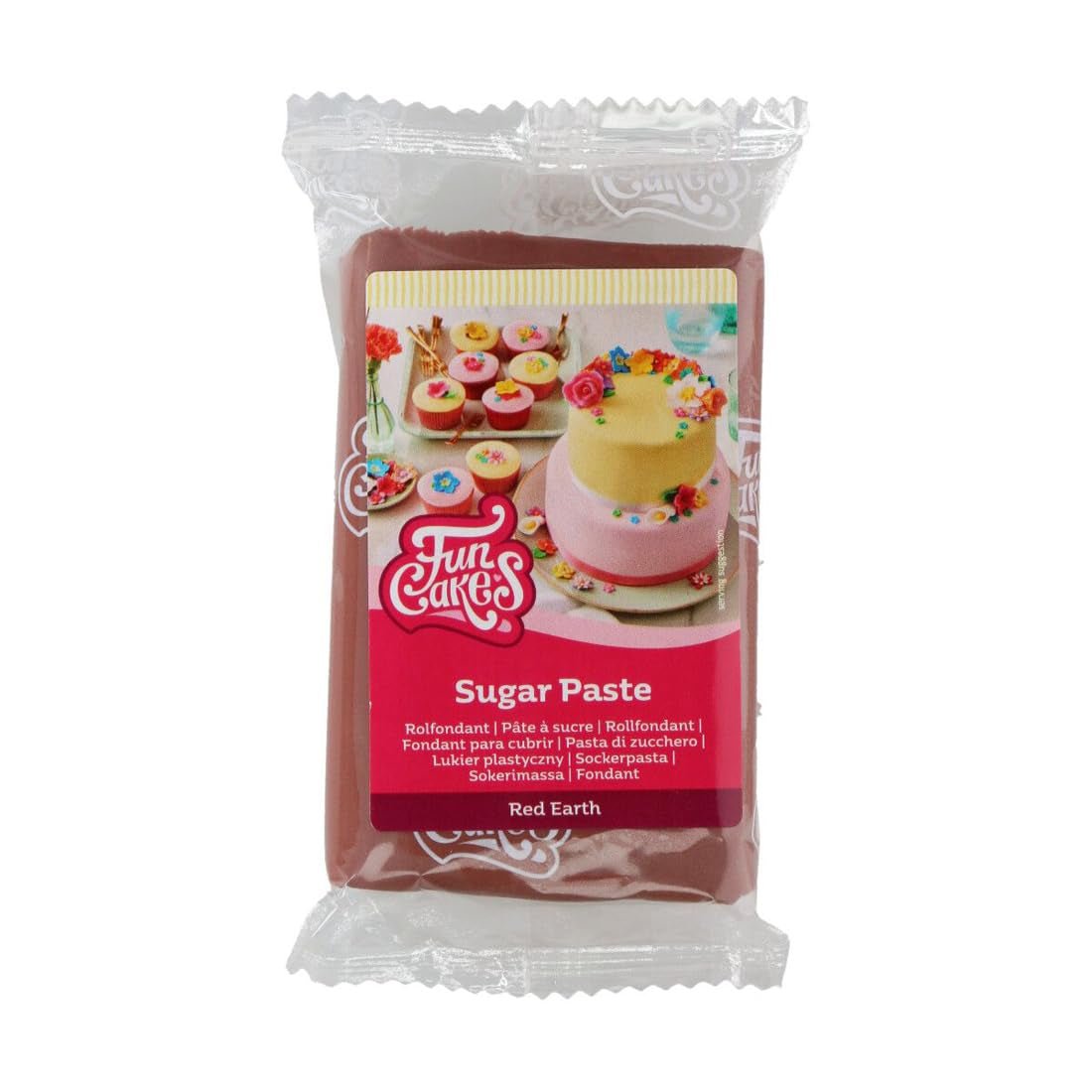 FunCakes rolfondant Red Earth, eenvoudig in gebruik, soepel, flexibel, zacht en flexibel, perfect voor het decoreren van taarten, halal, koosjer en glutenvrij, verpakking van 250 g 1 Naty Shop Standaardtitel Suikerpasta