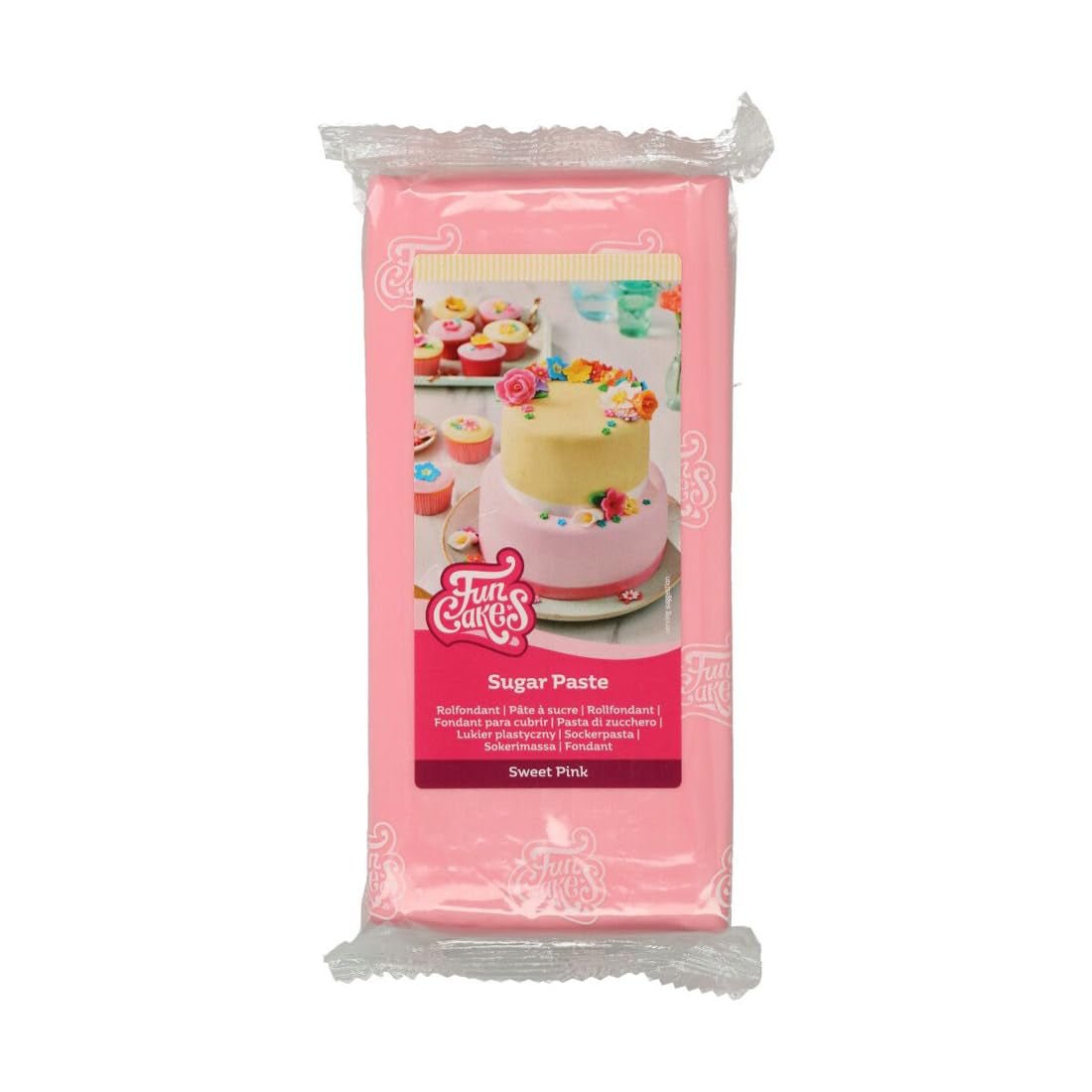 FunCakes Rolfondant Zoet Roze: Makkelijk in gebruik, soepel, flexibel, zacht en buigzaam, perfect voor het versieren van taarten, halal, koosjer en glutenvrij. 1 kg Naty Shop Standaardtitel suikerpasta