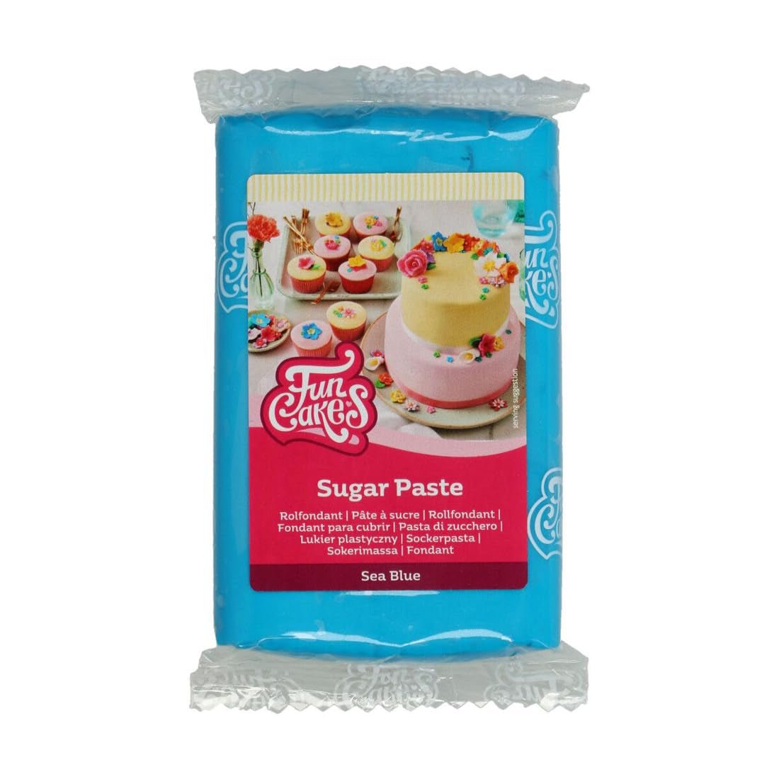 FunCakes Zeeblauw gelamineerd fondant: Gemakkelijk te gebruiken, Glad, Flexibel, Zacht en Buigbaar, Perfect voor Taartdecoratie, Halal, Kosher en Glutenvrij, 250g Naty Shop Standaardtitel Suikerpasta