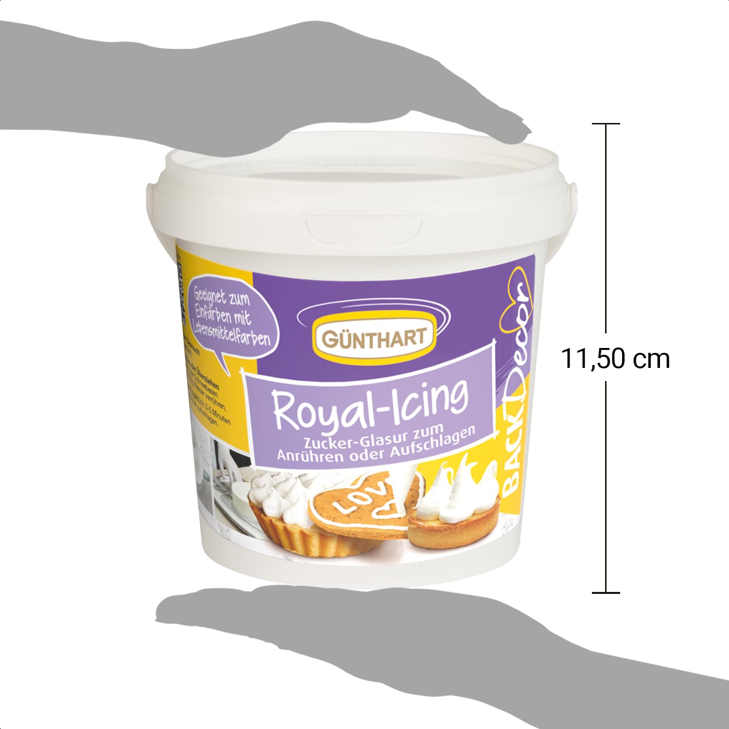 Günthart BackDecor Royal Icing-emmer met 300 g poeder voor het decoreren van gebak of als coating, 1 pakje (300 g) Suikerpasta Naty Shop