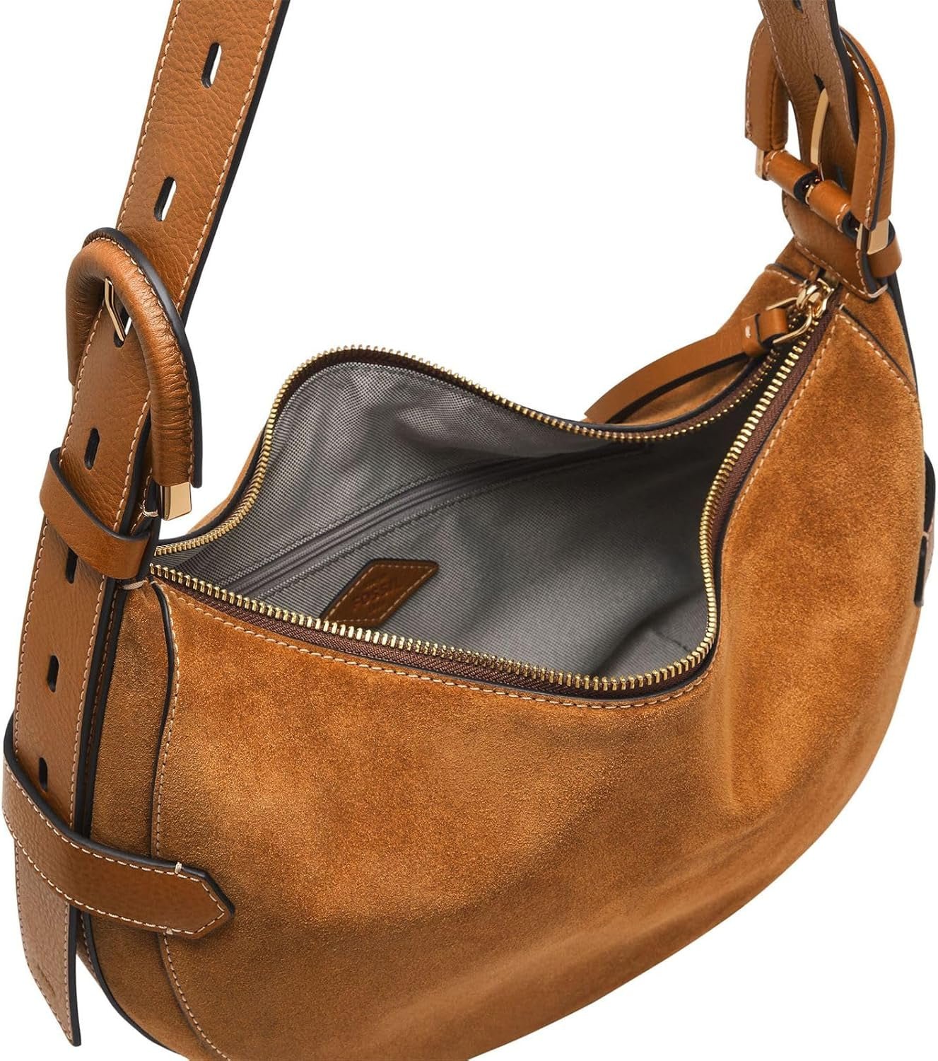 Fossil Harwell Damestas, Italiaans Hobo Rundleer, L: 30,5 cm, B: 8,9 cm, H: 20,3 cm, ZB1919216 Damestassen Naty Shop