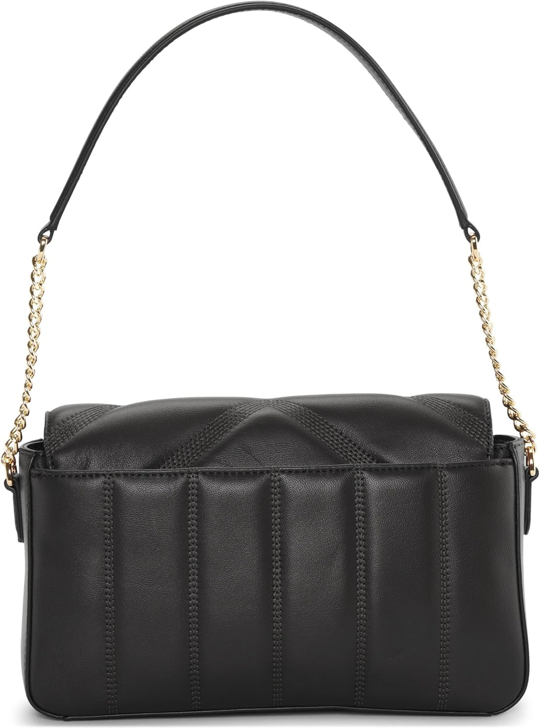 DKNY damesschoudertas met klep, zwart/gele Naty Shop-tassen voor dames