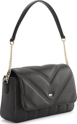 DKNY damesschoudertas met klep, zwart/gele Naty Shop-tassen voor dames