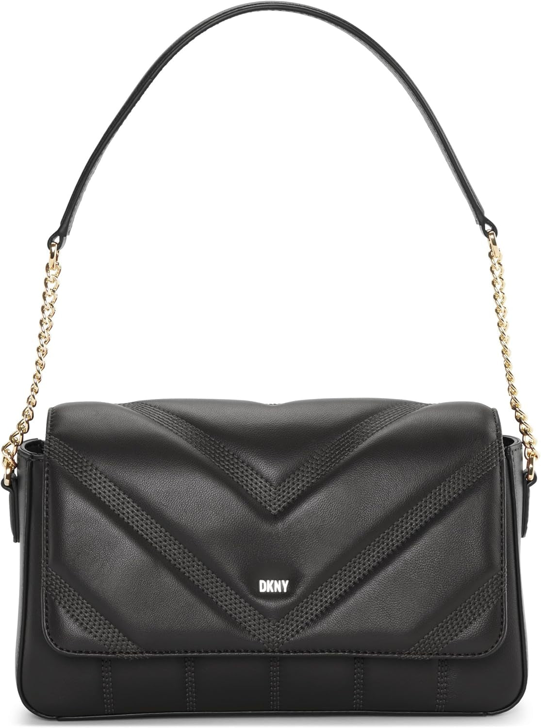 DKNY Dames schoudertas met klep Zwart/Geel Tassen Dames Naty Shop Standaardtitel