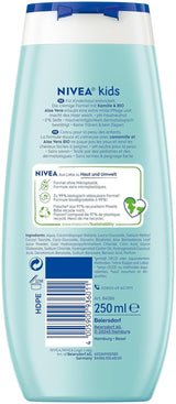 Douchegel, shampoo en conditioner NIVEA KIDS 3in1, verzorging en reiniging voor kinderen met magische appelgeur, extra milde, zeepvrije verzorging voor kinderhaar en huid (250 ml) Kinderen - Bad- en huidverzorging Naty Shop
