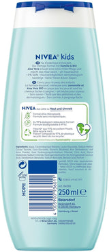 Douchegel, shampoo en conditioner NIVEA KIDS 3in1, verzorging en reiniging voor kinderen met magische appelgeur, extra milde, zeepvrije verzorging voor kinderhaar en huid (250 ml) Kinderen - Bad- en huidverzorging Naty Shop