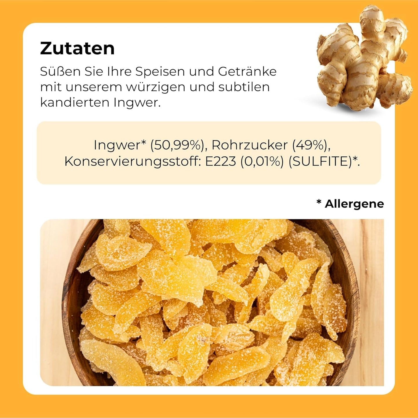 Gekonfijte gember in stukjes 1 kg | Gedehydrateerde gedroogde vruchten Geglazuurde gemberschijfjes | Gesneden gekonfijte gember | Gezoete gedroogde bladeren | IDEAAL voor recepten | Vegetariërs en veganisten. Naty Shop gedehydrateerde producten