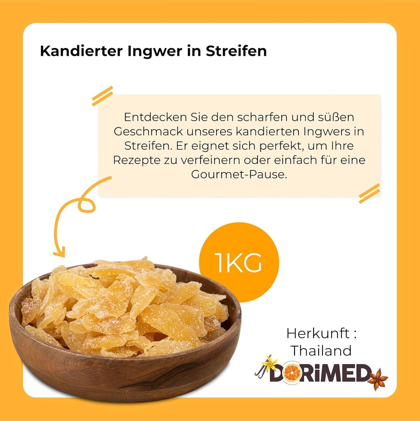 Gekonfijte gember in stukjes 1 kg | Gedehydrateerde gedroogde vruchten Geglazuurde gemberschijfjes | Gesneden gekonfijte gember | Gezoete gedroogde bladeren | IDEAAL voor recepten | Vegetariërs en veganisten. Naty Shop gedehydrateerde producten