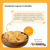 Gekonfijte gember in stukjes 1 kg | Gedehydrateerde gedroogde vruchten Geglazuurde gemberschijfjes | Gesneden gekonfijte gember | Gezoete gedroogde bladeren | IDEAAL voor recepten | Vegetariërs en veganisten. Naty Shop gedehydrateerde producten
