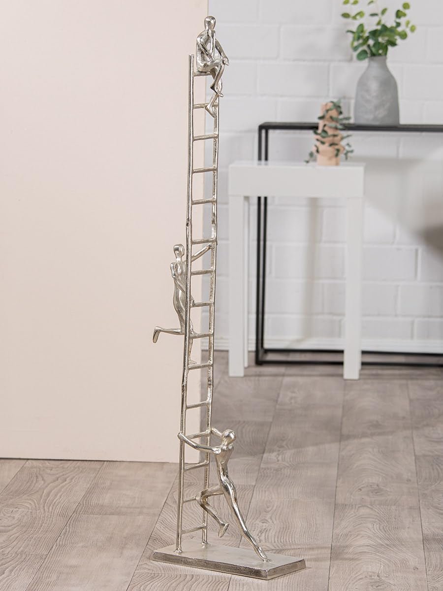 GILDE Deko große Figur Skulptur XXL - zilveren decoratieve sculptuur van aluminium kleur: zilver - woonkamerdecoratie jubileumcadeau hoogte 114 cm Beeldjes en sculpturen Naty Shop zilver Hoogte 114 cm