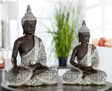 GILDE Decoratieve sculptuur Zittende Boeddha - Meditatie - bruin/wit - Hoogte 29 cm Beeldjes en sculpturen Naty Shop