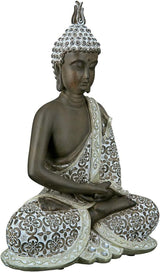 GILDE Decoratieve sculptuur Zittende Boeddha - Meditatie - bruin/wit - Hoogte 29 cm Beeldjes en sculpturen Naty Shop