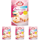 RUF glazuur klaar voor gebruik, direct te gebruiken zonder mengen, glazuur voor koekjes en cakes, als basissuikerglazuur of voor kleur- en smaakstoffen, 1 x 150 g (pak van 4) Naty Shop suikerpasta 150 g (pak van 4) Wit