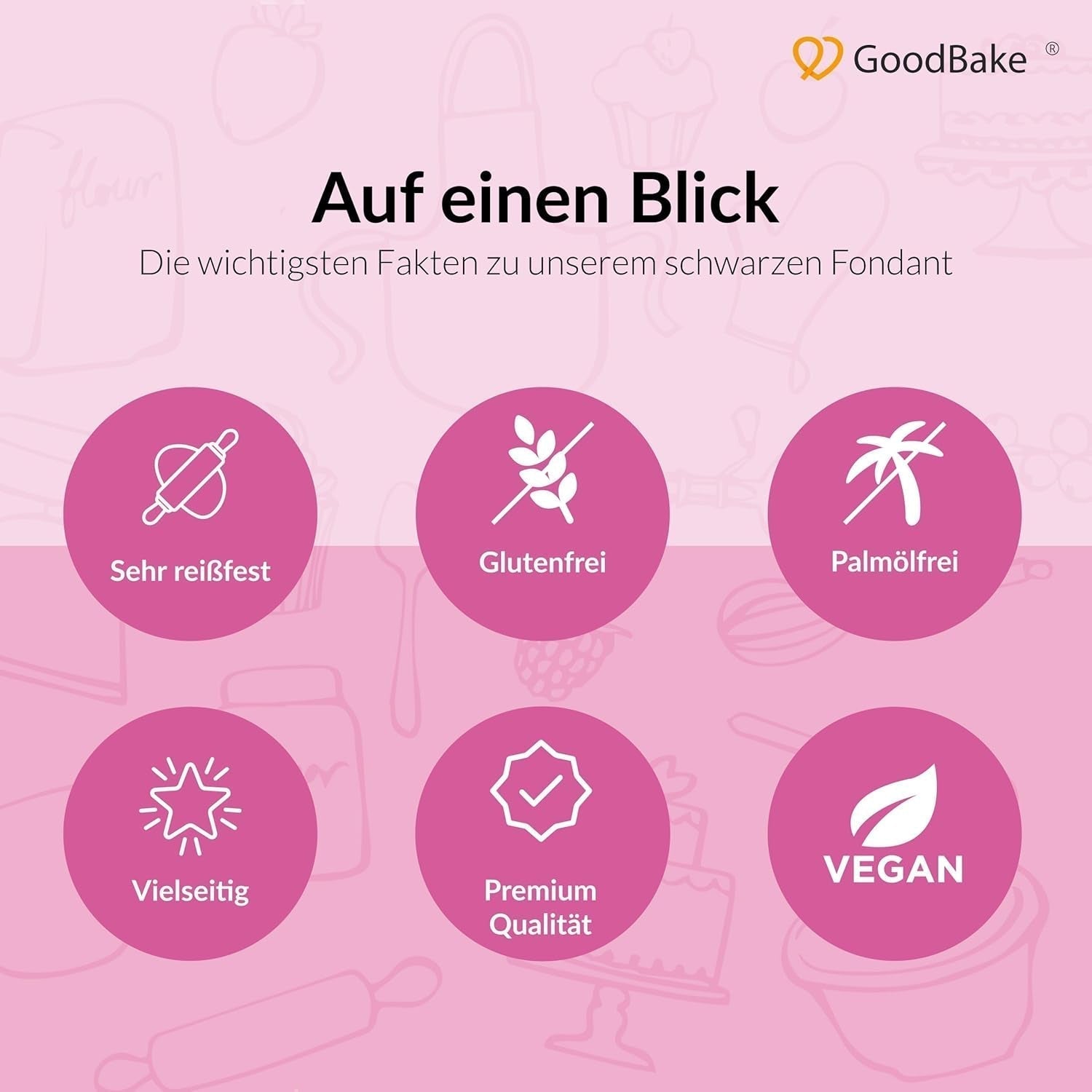 GoodBake zwarte fondant 500g, rolfondant voor het bekleden, vormen, decoreren van taarten, figuren, suikerbloemen en meer, palmolievrij, veganistisch, glutenvrij Suikerpasta Naty Shop