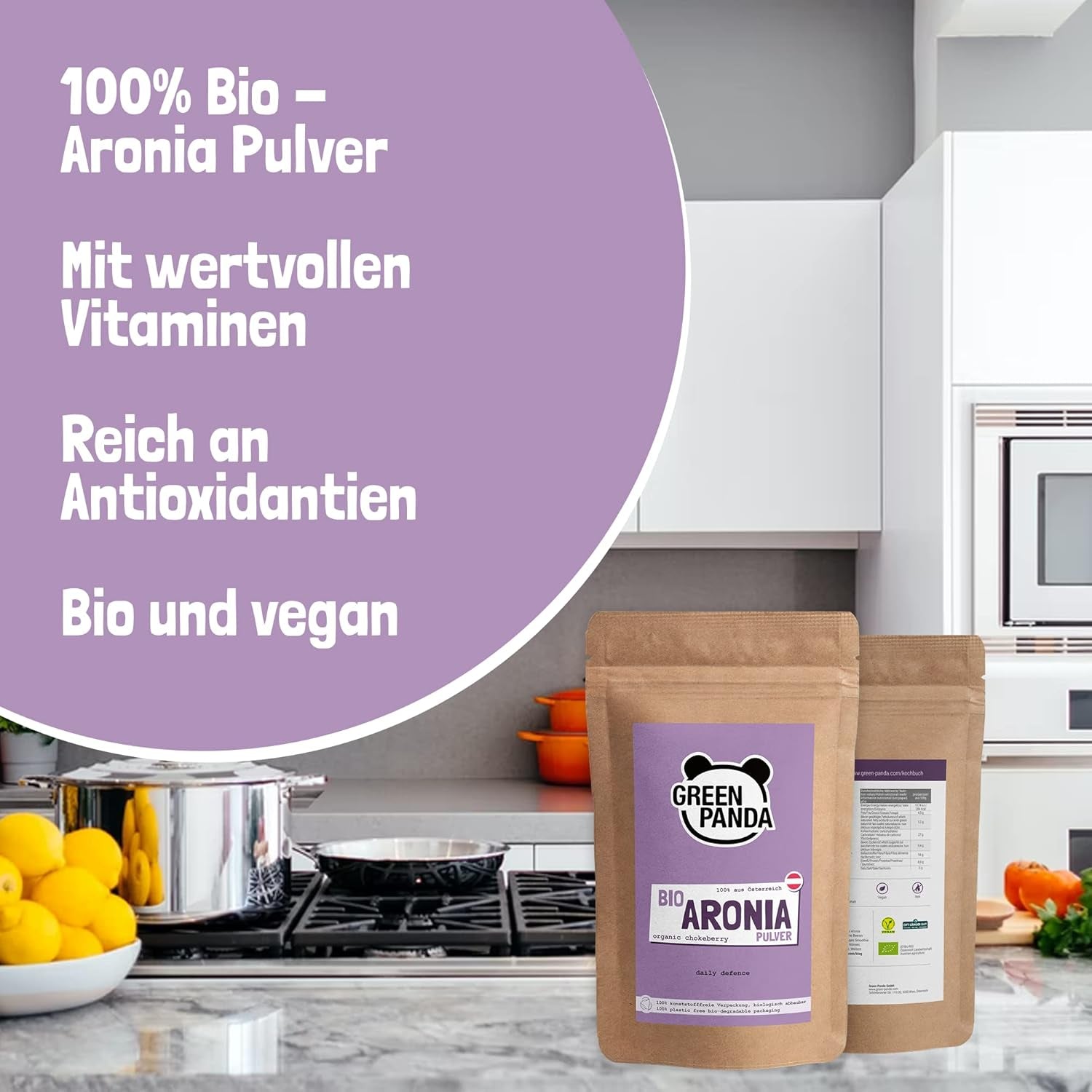 GREEN PANDA® biologisch appelbespoeder uit Oostenrijk | fijngemalen gedroogde appelbessen | biologische appelbessen zonder toevoegingen | regionaal alternatief voor acaipoeder en gojibessen | 500g Naty Shop gedehydrateerde producten