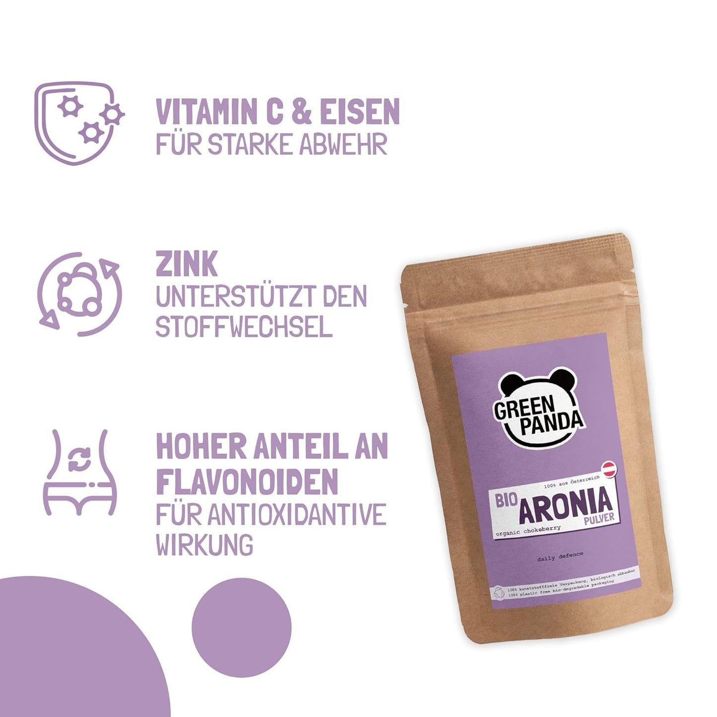 GREEN PANDA® biologisch appelbespoeder uit Oostenrijk | fijngemalen gedroogde appelbessen | biologische appelbessen zonder toevoegingen | regionaal alternatief voor acaipoeder en gojibessen | 500g Naty Shop gedehydrateerde producten