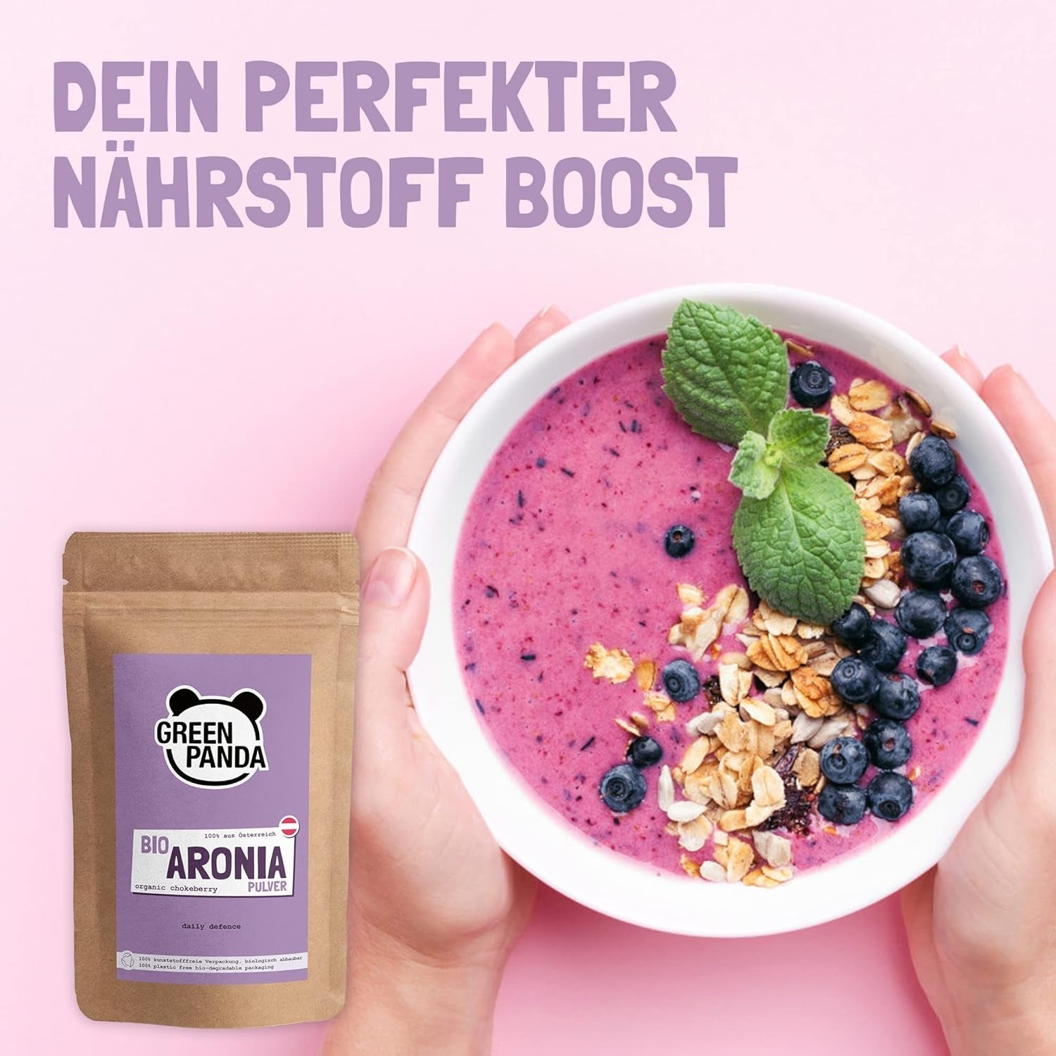 GREEN PANDA® biologisch appelbespoeder uit Oostenrijk | fijngemalen gedroogde appelbessen | biologische appelbessen zonder toevoegingen | regionaal alternatief voor acaipoeder en gojibessen | 500g Naty Shop gedehydrateerde producten