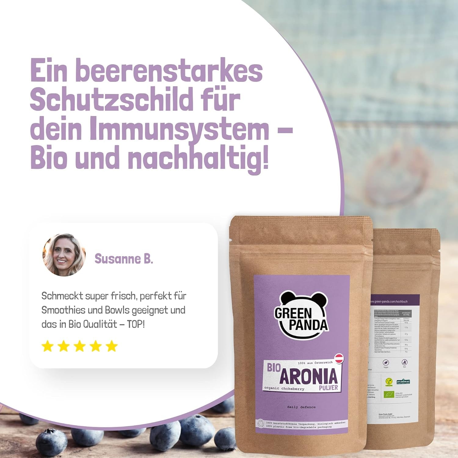 GREEN PANDA® biologisch appelbespoeder uit Oostenrijk | fijngemalen gedroogde appelbessen | biologische appelbessen zonder toevoegingen | regionaal alternatief voor acaipoeder en gojibessen | 500g Naty Shop gedehydrateerde producten