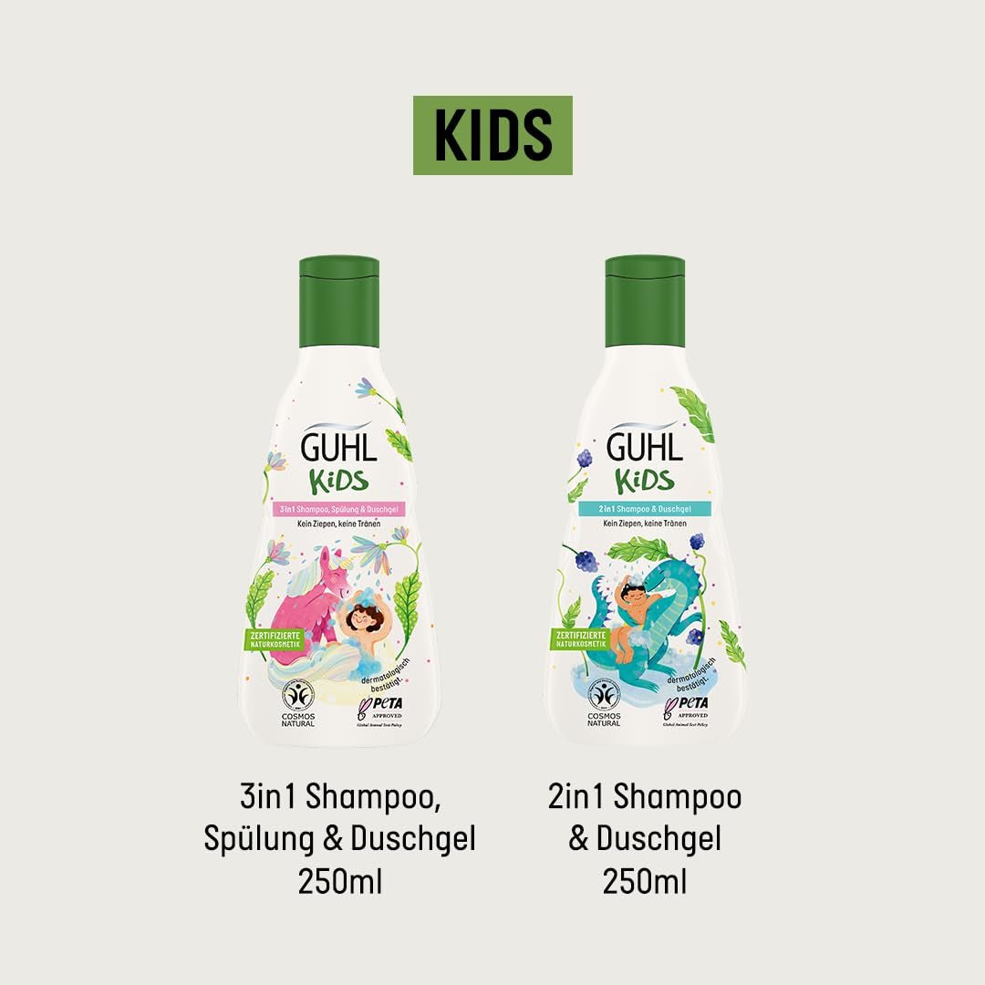 Guhl Kids Dino voordeelset - 2x Guhl Kids 2 in 1 Shampoo & Douchegel, 250ml + 1x Pixi book - Speciaal ontwikkeld voor kinderen - Niet trekken - Cosmos Natural Certificate Children - Bad- en huidverzorging Naty Shop