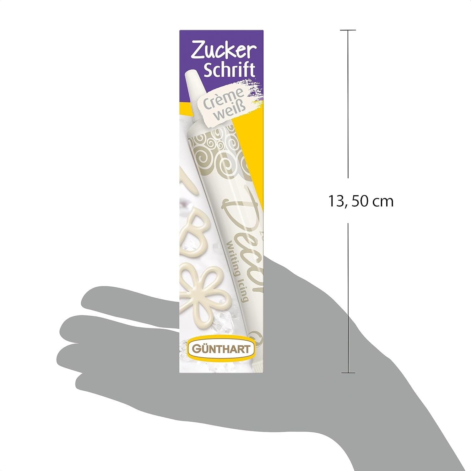 Günthart BackDecor 25 g WITTE suikerletters voor elk dessert in witte suikerkleur voor prachtige letters en designs, 1 pakje (25 g) Suikerpasta Naty Shop