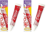 Günthart BackDecor 25g suikerletters WIT voor elk dessert in witte kleur van suiker voor mooie letters en designs, 1 pakje (25g) Naty Shop suikerpasta 25G (pak van 2) Rode suikerlettertype