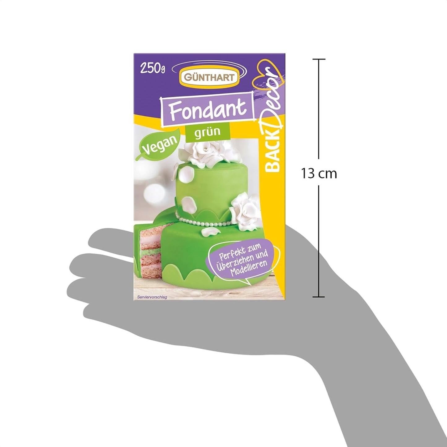 Günthart BackDecor 250 fondant groen, 100% veganistisch, palmolievrij, scheurvast om taarten en gebak te bedekken, geschikt voor modelleren, 1 pakje (1 x 250 g) Naty Shop Suikerpasta