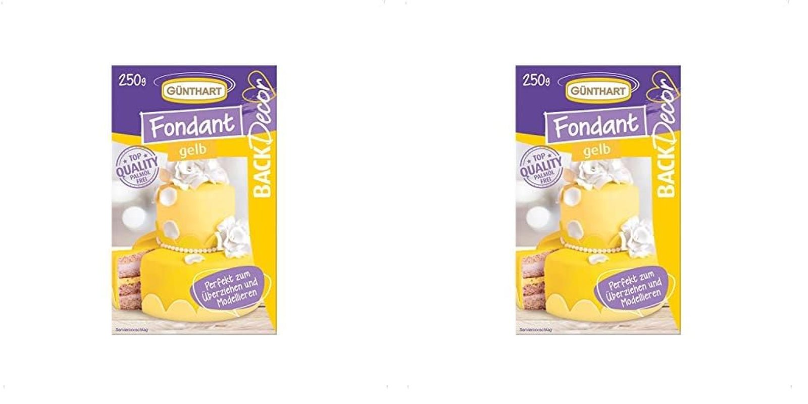 Günthart BackDecor 250 fondant groen 100% veganistisch palmolievrij scheurbestendig om taarten en gebak te bedekken geschikt voor het modelleren 1 pak (1 x 250 g) Naty Shop suikerpasta 250 g (pak van 2) geel