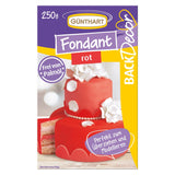 Günthart BackDecor 250 Groen Fondant 100% Veganistisch Palmolievrij Scheurbestendig om taarten en gebak te bedekken Geschikt voor het modelleren 1 Pak (1 x 250g) Naty Shop Suikerpasta 250G (1 Pak) Rood