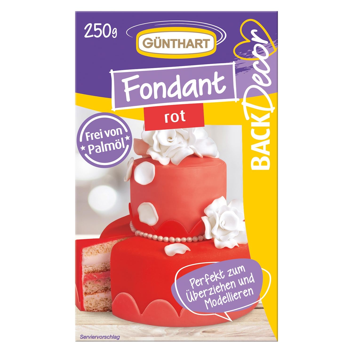 Günthart BackDecor 250 Groen Fondant 100% Veganistisch Palmolievrij Scheurbestendig om taarten en gebak te bedekken Geschikt voor het modelleren 1 Pak (1 x 250g) Naty Shop Suikerpasta 250G (1 Pak) Rood