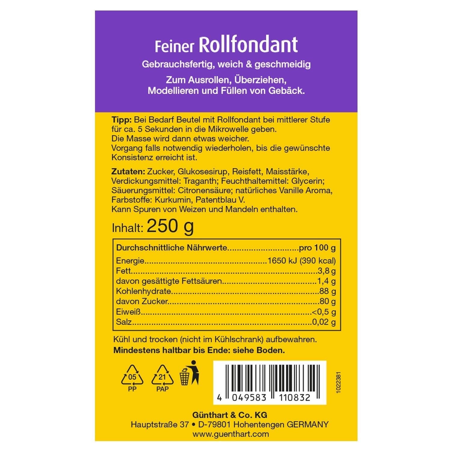 Günthart BackDecor 250 fondant groen, 100% veganistisch, palmolievrij, scheurvast om taarten en gebak te bedekken, geschikt voor modelleren, 1 pakje (1 x 250 g) Naty Shop Suikerpasta