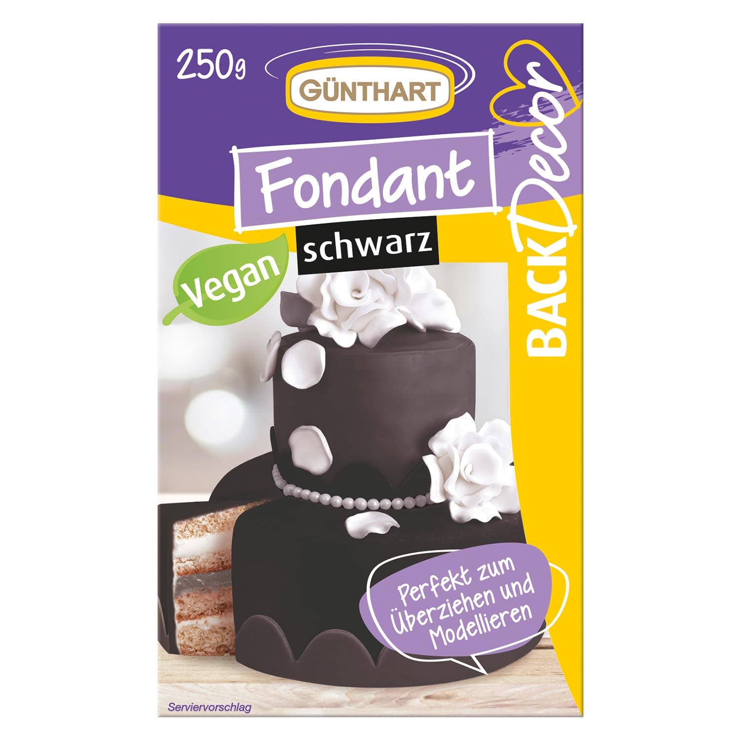 Günthart BackDecor 250 Groene Fondant 100% Veganistisch Palmolievrij Scheurbestendig om taarten en gebak te bedekken Geschikt voor het modelleren 1 Pak (1 x 250g) Naty Shop Suikerpasta 250G (1 Pak) Zwart
