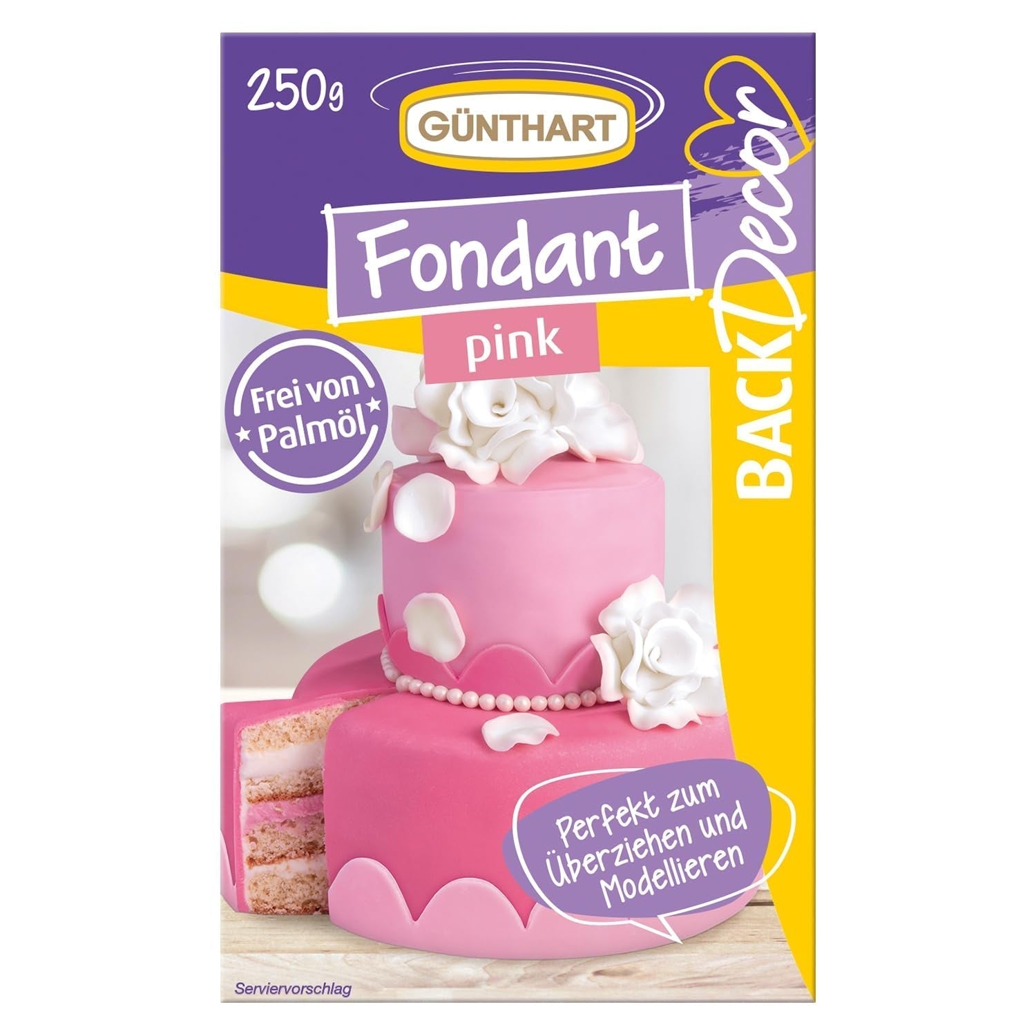 Günthart BackDecor 250 Groene Fondant 100% Veganistisch Palmolievrij Scheurbestendig om taarten en gebak te bedekken Geschikt voor het modelleren 1 Pak (1 x 250g) Naty Shop Suikerpasta 250G (1 Pak) Roze