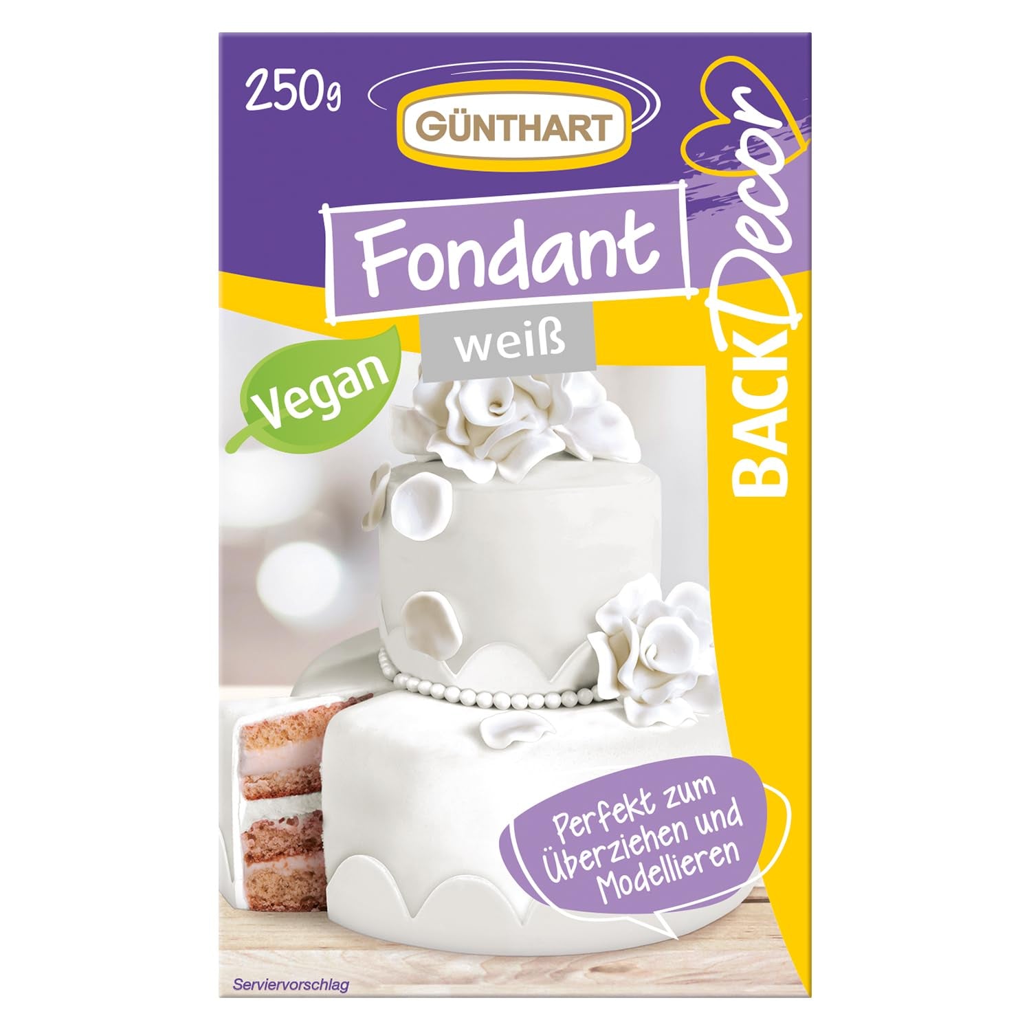 Günthart BackDecor 250 Groen Fondant 100% Veganistisch Palmolievrij Scheurvast voor het bekleden van taarten en gebak Geschikt voor het modelleren 1 Pak (1 x 250 g) Naty Shop Suikerpasta 250G (1 Pak) Wit