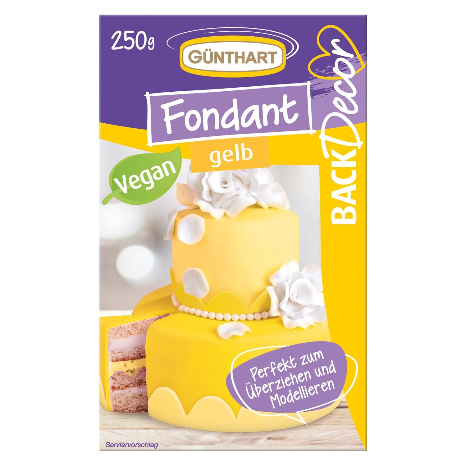 Günthart BackDecor 250 Groen Fondant 100% Veganistisch Palmolievrij Scheurbestendig om taarten en gebak te bedekken Geschikt voor het modelleren 1 Pak (1 x 250g) Naty Shop Suikerpasta 250G (1 Pak) Geel