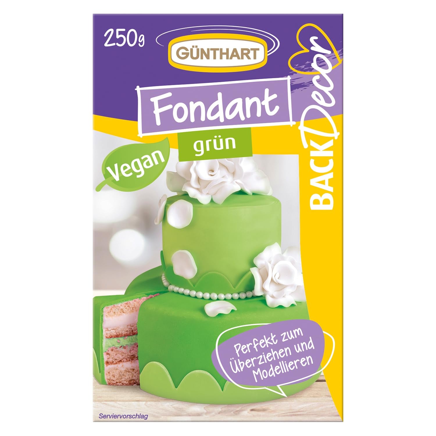 Günthart BackDecor 250 fondantgroen, 100% veganistisch, palmolievrij, scheurvast om taarten en gebak te bedekken, geschikt voor modellering, 1 pakje (1 x 250 g) Naty Shop suikerpasta 250 G (1 pakje) Groeten