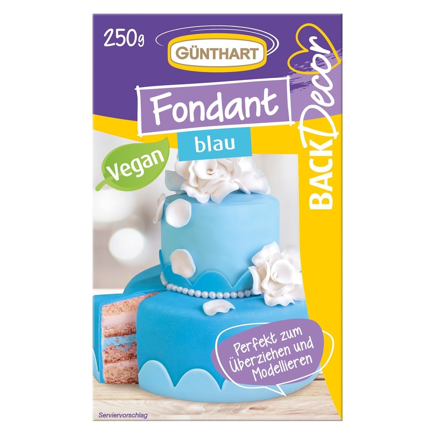 Günthart BackDecor 250 fondantgroen, 100% veganistisch, palmolievrij, scheurvast om taarten en gebak te bedekken, geschikt voor modellering, 1 pakje (1 x 250 g) Naty Shop suikerpasta 250 G (1 pakje) Blauw