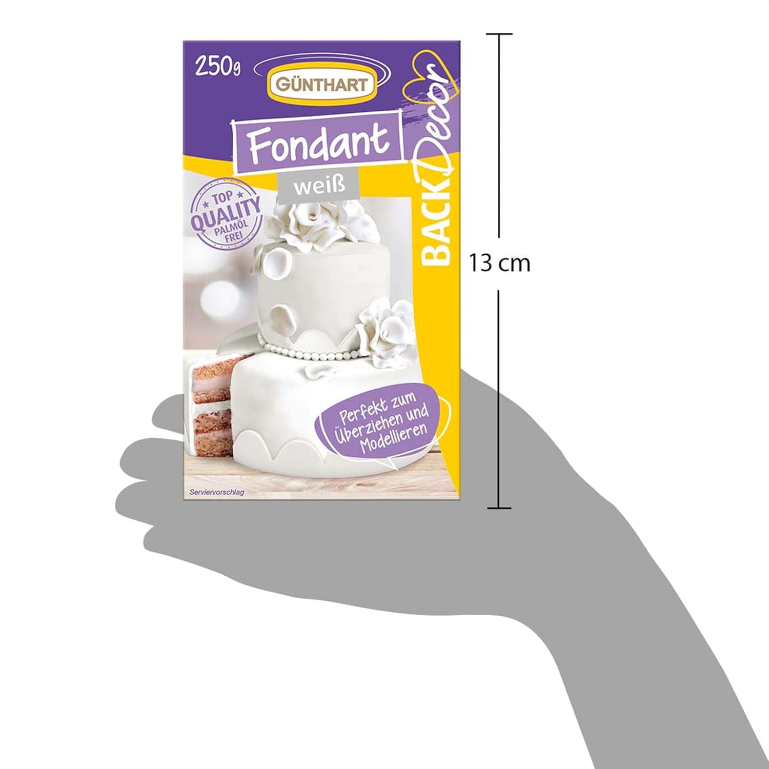Günthart BackDecor 250 g witte fondant, 100% veganistisch, palmolievrij, scheurbestendig voor het bedekken van taarten en gebak, geschikt voor het modelleren, verpakking van 2 (1 x 250 g) Naty Shop suikerpasta