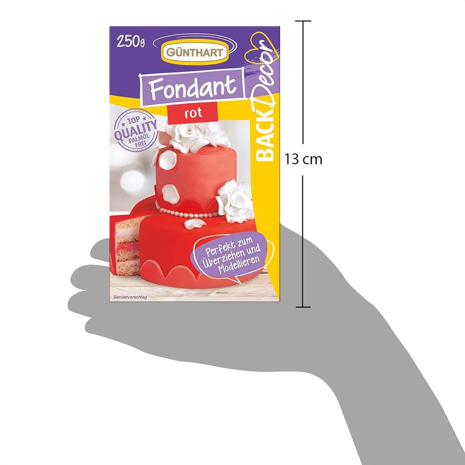 Günthart BackDecor 250 g rode fondant, palmolievrij, scheurbestendig voor het bedekken van taarten en gebak, geschikt voor modelleren, 2 stuks (1 x 250 g) Suikerpasta Naty Shop