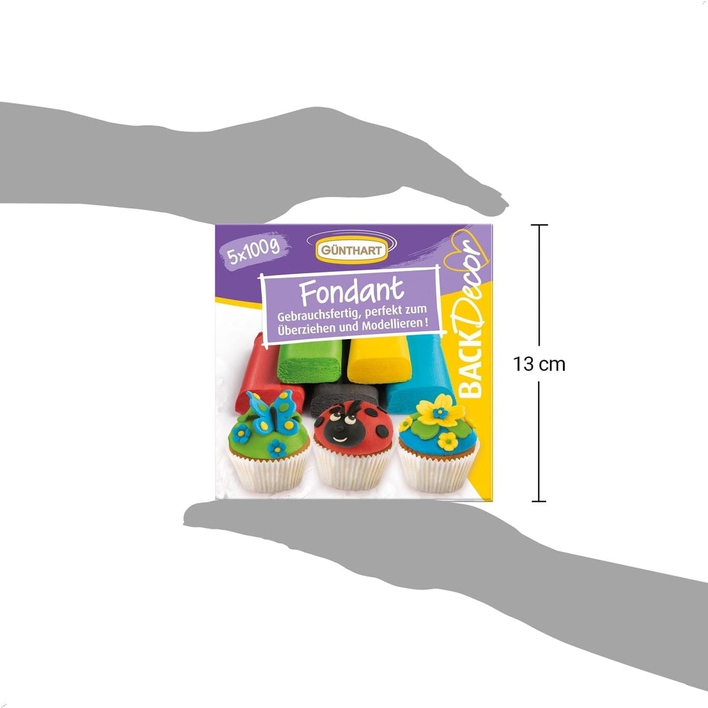Günthart BackDecor 500g fondant gekleurde fondant, palmolievrij, boetseerklei voor ontwerp, set van 1 (500 gr) Suikerpasta Naty Shop