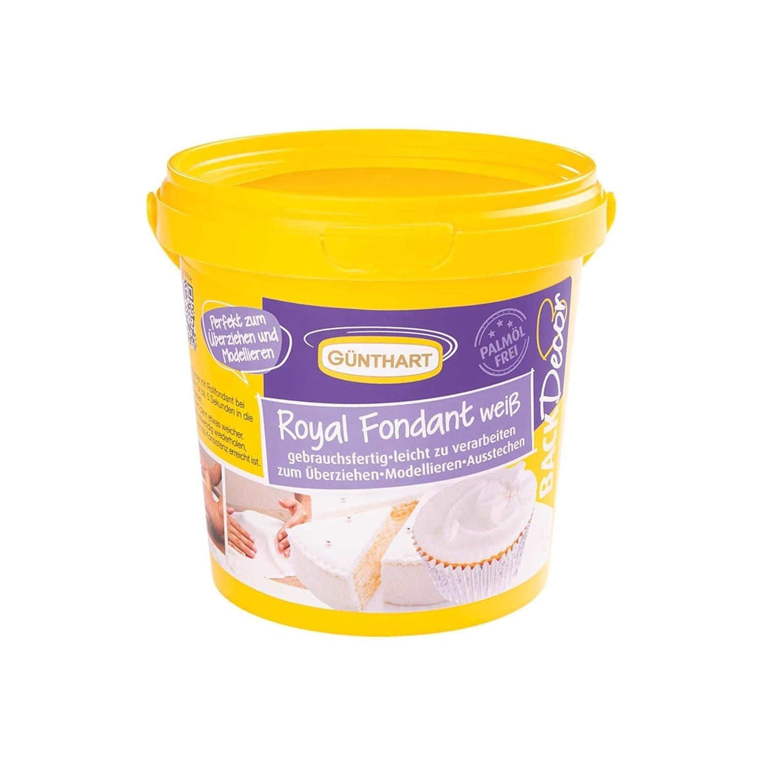 Günthart BackDecor 800g witte fondant Witte decoratieve tafel voor het bekleden, glazuren van taarten of modelleren, palmolievrij, klaar voor gebruik en eenvoudig te verwerken met Suikerpasta Naty Shop Standaardtitel