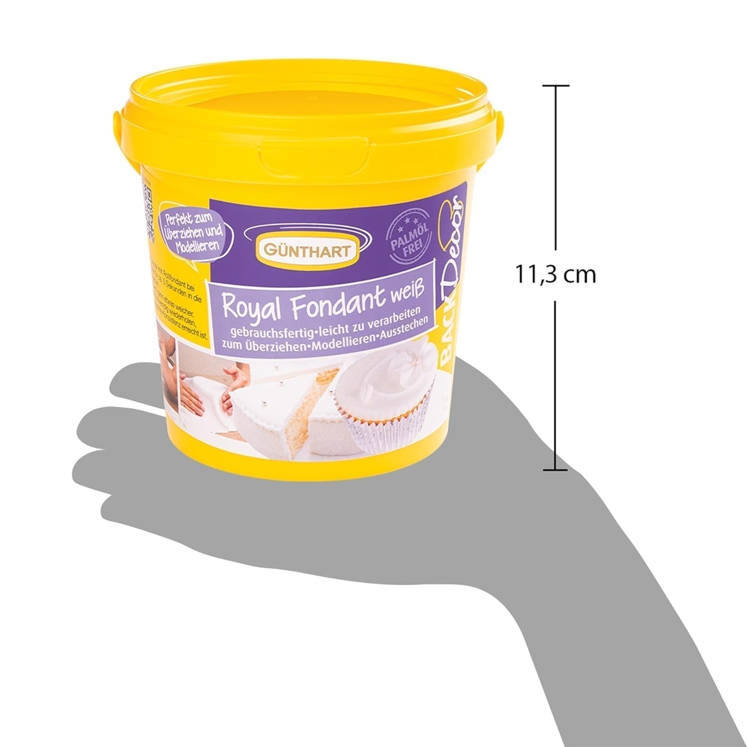 Günthart BackDecor 800 g witte fondant Witte decoratieve tafel voor het bekleden, glazuren van taarten of modelleren, palmolievrij, klaar voor gebruik en eenvoudig te verwerken met Naty Shop Suikerpasta