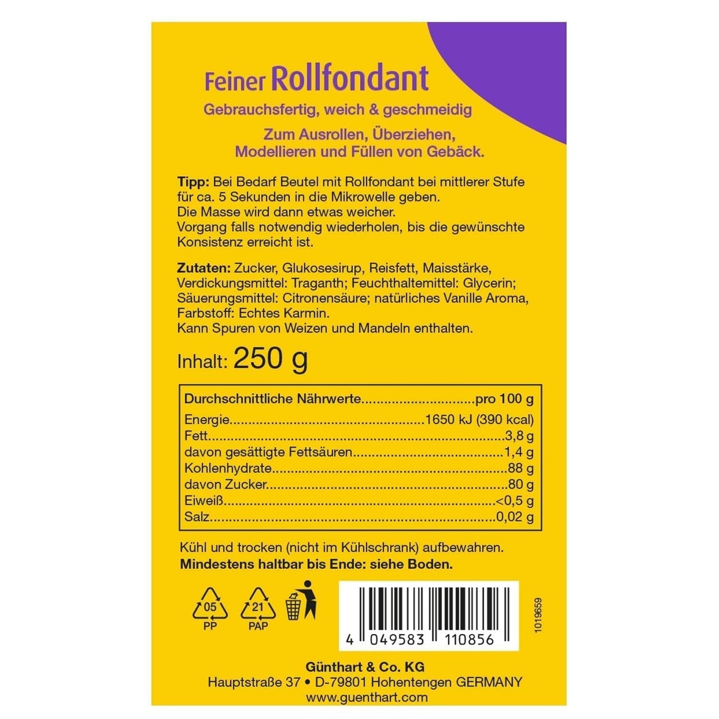 Günthart BackDecor fondant roze | superieure kwaliteit | klaar voor gebruik | zonder palmolie | scheurbestendig | voor het coaten van taarten en gebak | geschikt voor modelbouw | pakje van 2 (1 x 250 g) Naty Shop suikerpasta