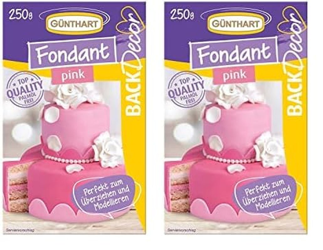 Günthart BackDecor fondant roze | superieure kwaliteit | klaar voor gebruik | zonder palmolie | scheurbestendig | voor het coaten van taarten en gebak | geschikt voor modelbouw | verpakking van 2 (1 x 250 g) Naty Shop suikerpasta roze 250 g (verpakking van 2)