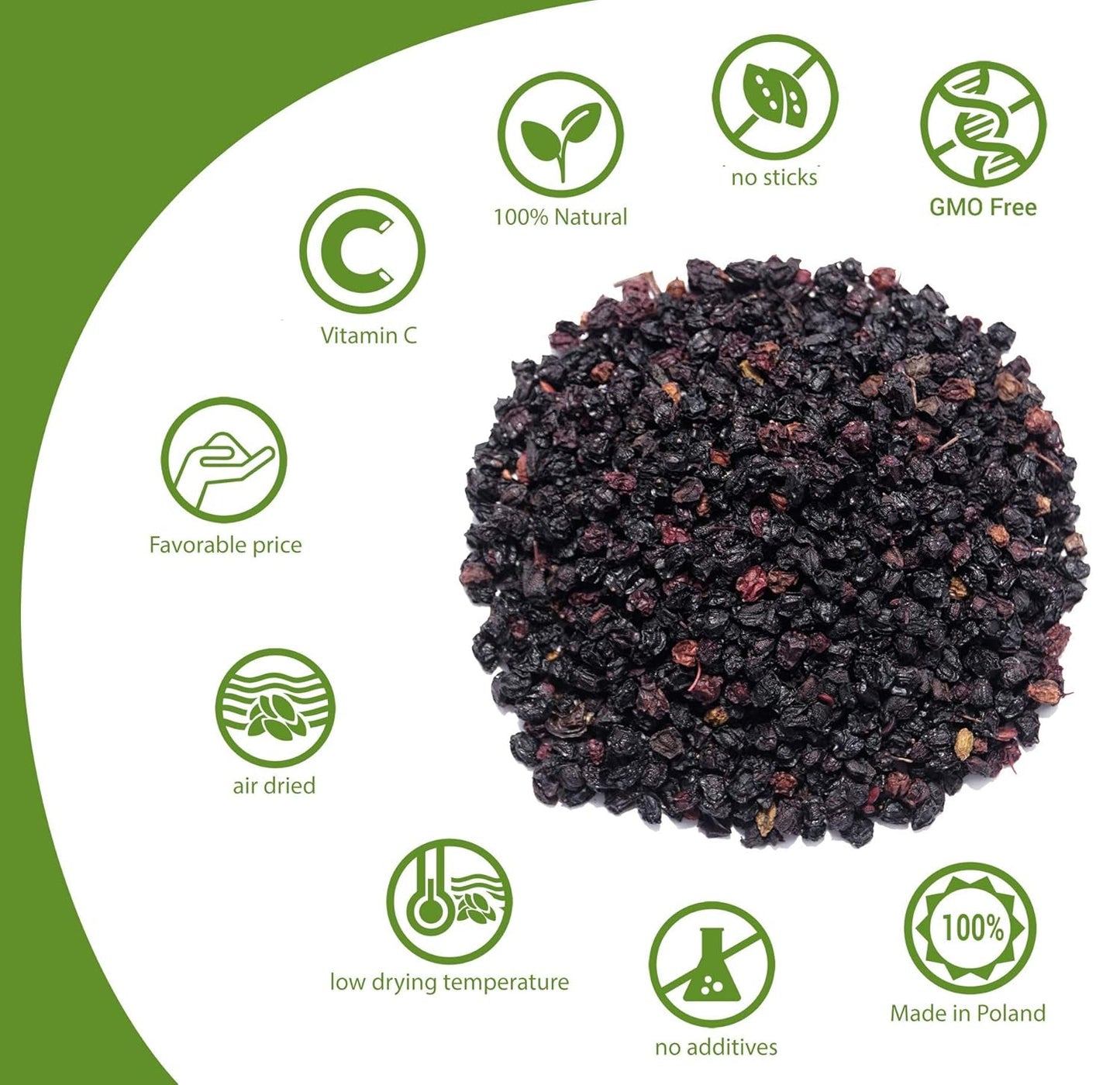 HerbaNordPol gedroogde vlierbessen 1kg PREMIUM, Fructus Sambuci Gedroogde producten Naty Shop