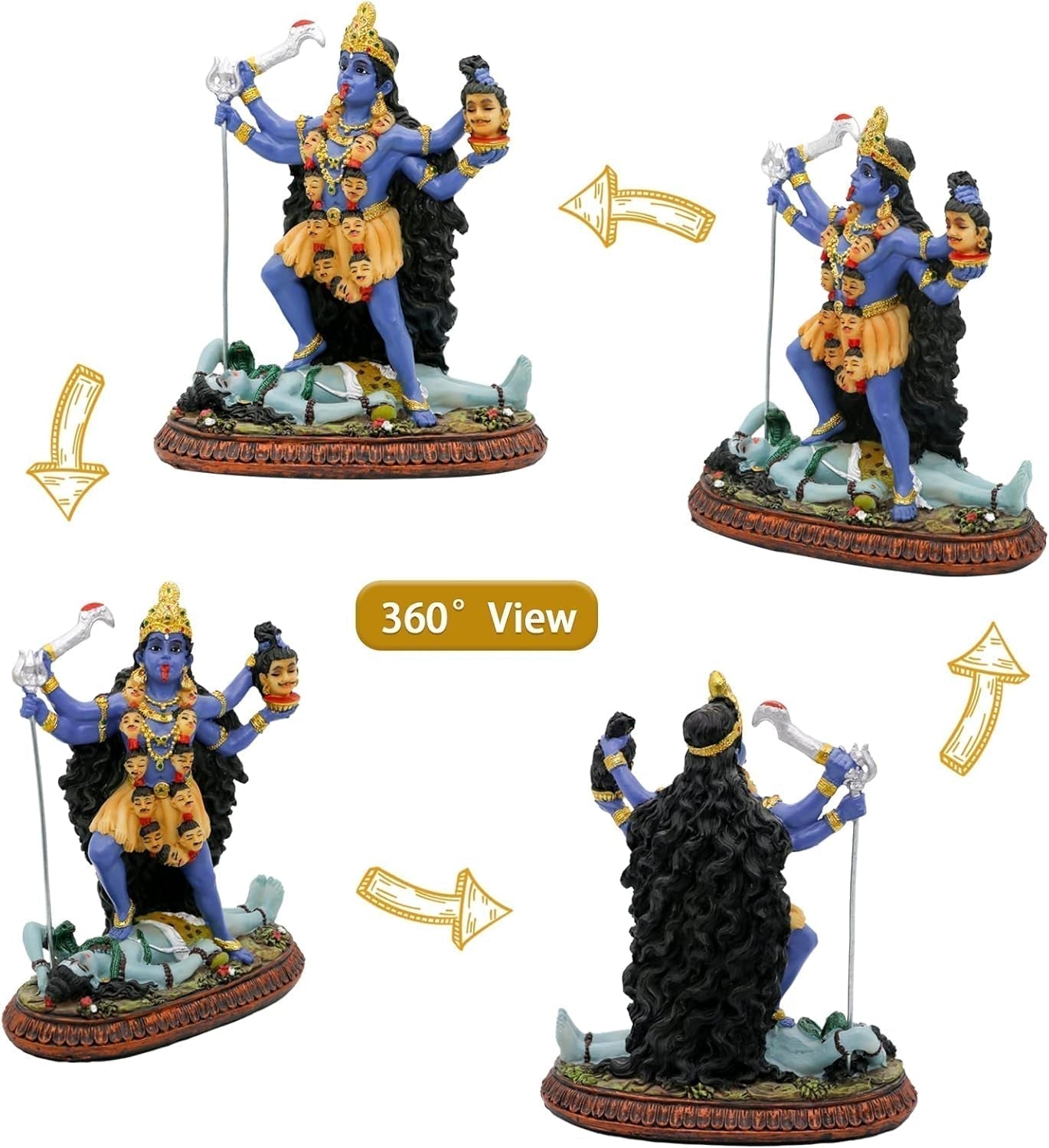 Hindoe-god Kali Ma-standbeeld, India-godin Kali Bhavatarini Destroyer-standbeeld Decoratieve Hindoe-godin van tijd en dood Beeldje Murti Diwali Pooja Geschenken Thuiskantoor Tempel Mandir Altaar Puja-artikelen Beeldjes en sculpturen Naty Shop