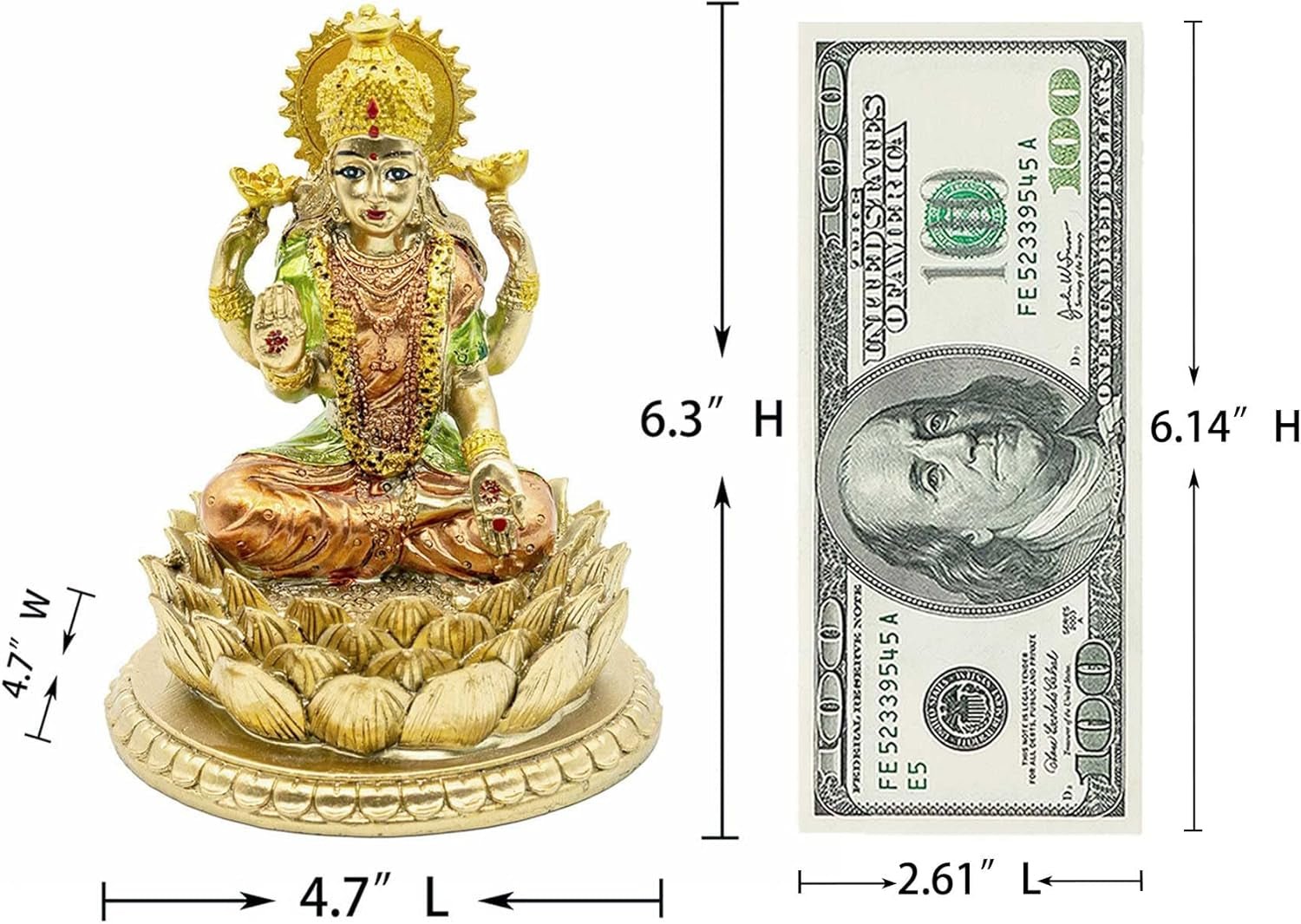 Hindoegodin Laxmi Lotus Sculptuur - Indiase God Lord Lakshmi Puja Standbeeld - India Murti Idol Beeldjes Pooja Item Diwali Geschenken Beeldjes en Sculpturen Naty Shop