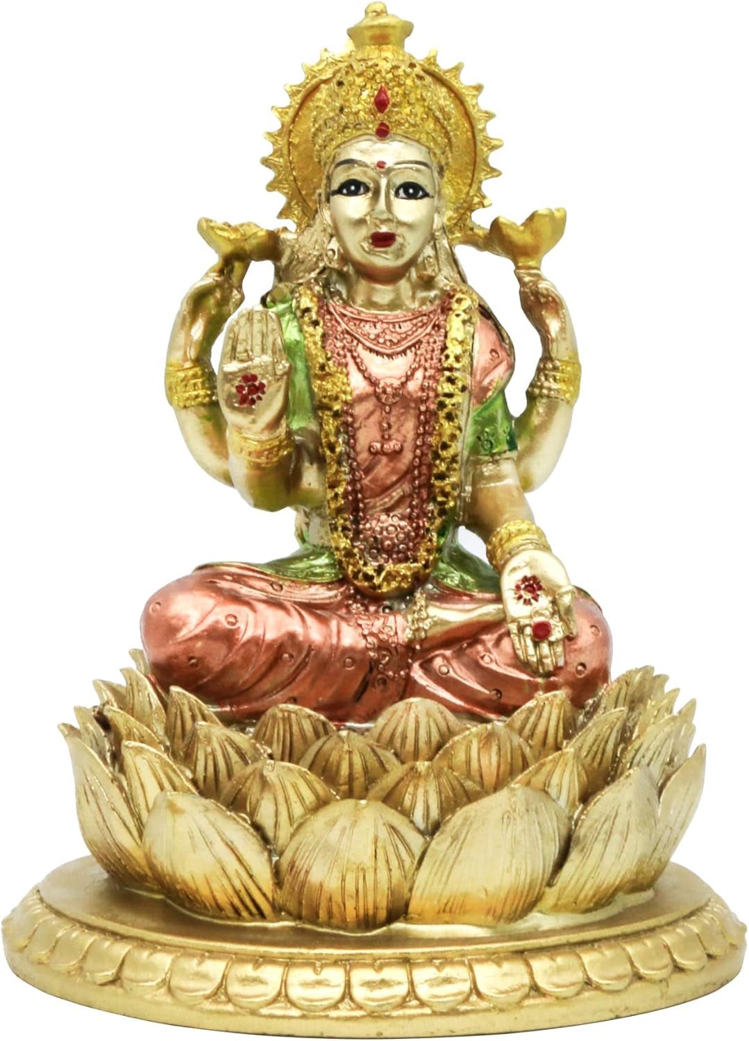 Hindoegodin Laxmi Lotus Sculptuur - Indiase God Lord Lakshmi Puja Standbeeld - India Murti Idol Beeldjes Pooja Item Diwali Geschenken Beeldjes en Sculpturen Naty Shop Standaardtitel