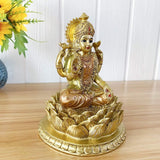 Hindoegodin Laxmi Lotus Sculptuur - Indiase God Lord Lakshmi Puja Standbeeld - India Murti Idol Beeldjes Pooja Item Diwali Geschenken Beeldjes en Sculpturen Naty Shop