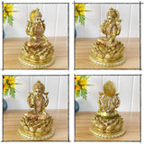 Hindoegodin Laxmi Lotus Sculptuur - Indiase God Lord Lakshmi Puja Standbeeld - India Murti Idol Beeldjes Pooja Item Diwali Geschenken Beeldjes en Sculpturen Naty Shop
