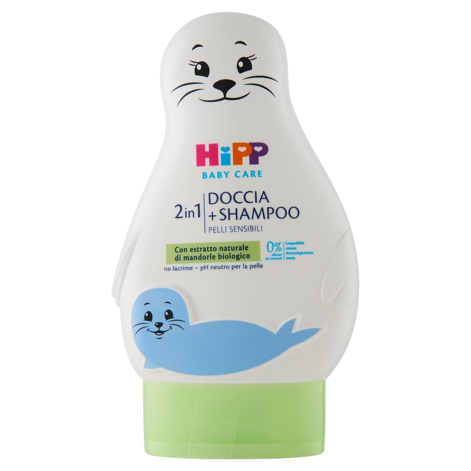 HiPP - Baby Care Doucheshampoo voor kinderen in de vorm van een grappige zeehond, reinigt zachtjes lichaam en haar, pH-neutraal, met biologisch amandelextract, 1 flesje à 200 ml Kinderen - Bad- en Huidverzorging Naty Shop 200 Ml (1 pakje)